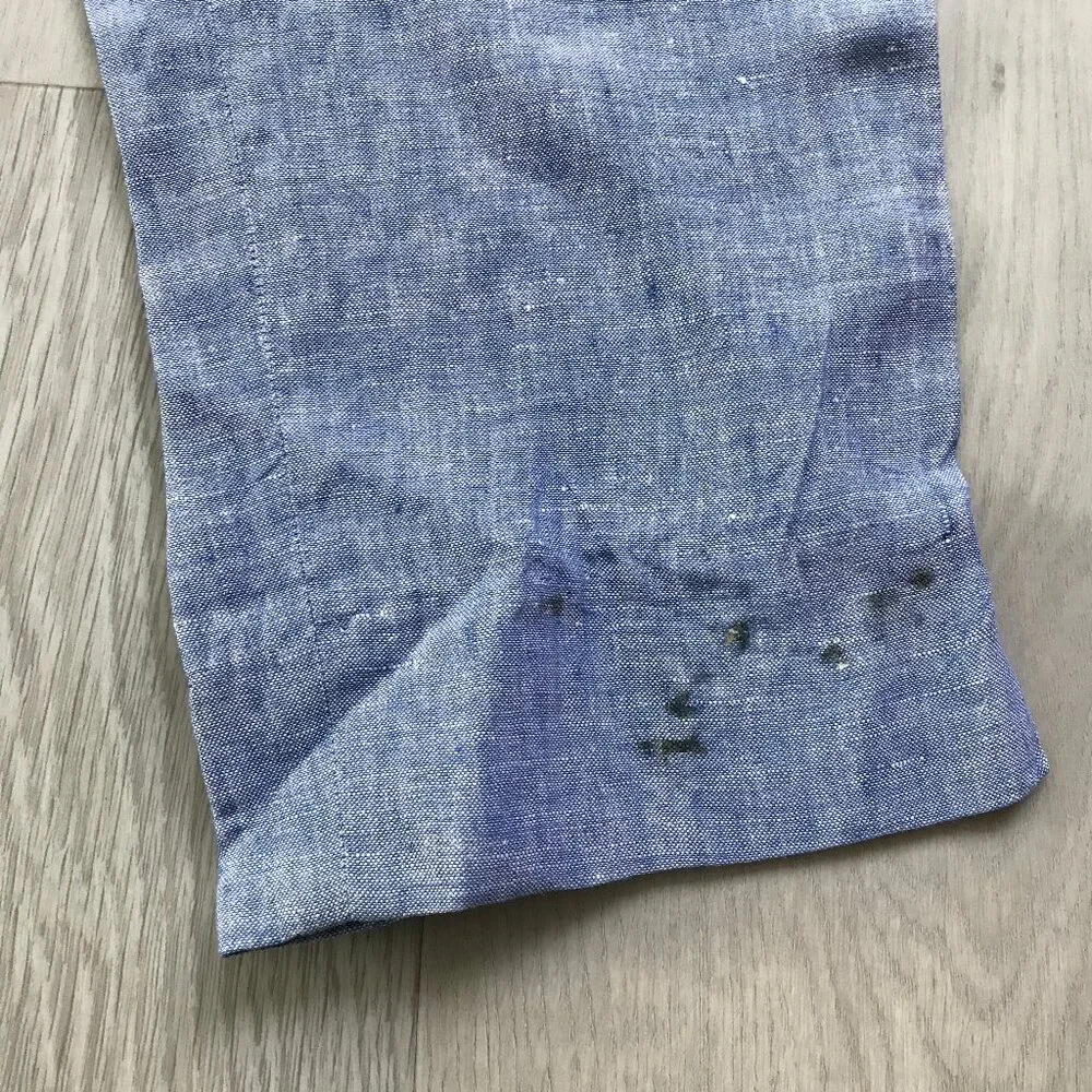 TALBOTS BLUE LINEN PANT ANKLE CROP FLAT FRONT WOMENS 4